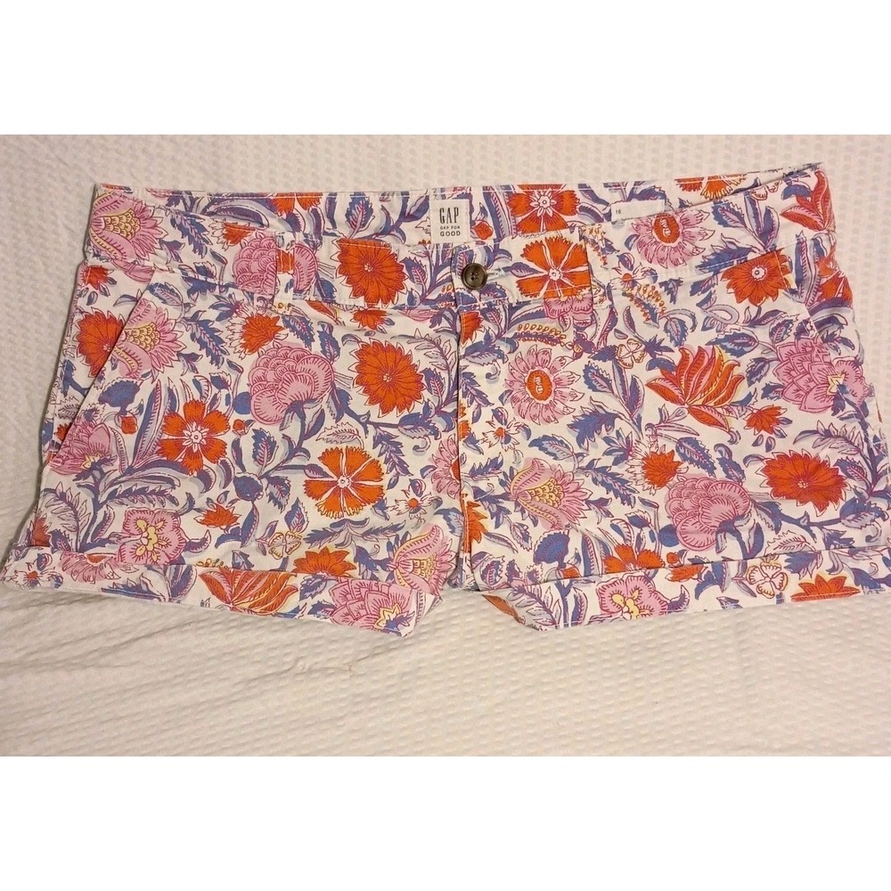 Gap 3" khakis Floral Shorts Womens Size 16 100% Cotton